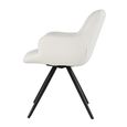 Doreen Swivel Dining Armchair - Set of 2 - White - Boucle Fabric and Metal