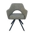 Helen Swivel Dining Armchair - Set of 2 - Black Legs - Turtle - Fabric and Metal