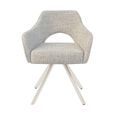 Helen Swivel Dining Armchair - Set of 2 - Natural Legs - Sand - Fabric and Metal