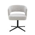 Isabel Swivel Dining Chair - Set of 2 - Curved Back - Beige - Fabric and Metal