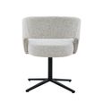 Isabel Swivel Dining Chair - Set of 2 - Curved Back - Beige - Fabric and Metal