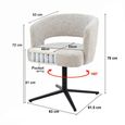 Isabel Swivel Dining Chair - Set of 2 - Curved Back - Beige - Fabric and Metal