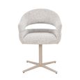 Jade Swivel Dining Armchair - Set of 2 - Curved Back - Beige - Fabric and Metal