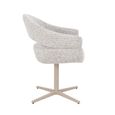 Jade Swivel Dining Armchair - Set of 2 - Curved Back - Beige - Fabric and Metal