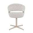 Jade Swivel Dining Armchair - Set of 2 - Curved Back - Beige - Fabric and Metal