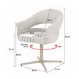 Jade Swivel Dining Armchair - Set of 2 - Curved Back - Beige - Fabric and Metal