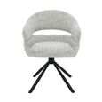 Linn Swivel Dining Armchair - Set of 2 - Curved Back - Black Legs - Bisque Oasis - Fabric and Metal