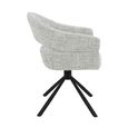 Linn Swivel Dining Armchair - Set of 2 - Curved Back - Black Legs - Bisque Oasis - Fabric and Metal