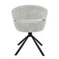 Linn Swivel Dining Armchair - Set of 2 - Curved Back - Black Legs - Bisque Oasis - Fabric and Metal