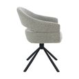 Linn Swivel Dining Armchair - Set of 2 - Curved Back - Black Legs - Taupe - Fabric and Metal