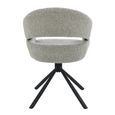 Linn Swivel Dining Armchair - Set of 2 - Curved Back - Black Legs - Taupe - Fabric and Metal