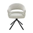 Linn Swivel Dining Armchair - Set of 2 - Curved Back - Black Legs - Toffee - Fabric and Metal