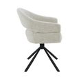 Linn Swivel Dining Armchair - Set of 2 - Curved Back - Black Legs - Toffee - Fabric and Metal