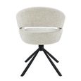 Linn Swivel Dining Armchair - Set of 2 - Curved Back - Black Legs - Toffee - Fabric and Metal