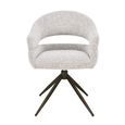 Linn Swivel Dining Armchair - Set of 2 - Curved Back - Bronze Legs - Beige - Fabric and Metal