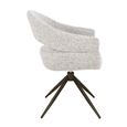 Linn Swivel Dining Armchair - Set of 2 - Curved Back - Bronze Legs - Beige - Fabric and Metal