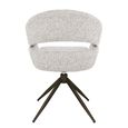 Linn Swivel Dining Armchair - Set of 2 - Curved Back - Bronze Legs - Beige - Fabric and Metal