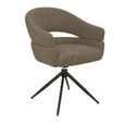 Linn Swivel Dining Armchair - Set of 2 - Curved Back - Bronze Legs - Desert - Fabric and Metal
