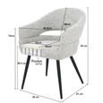 Megan Dining Armchair - Set of 2 - Curved Back - Bisque Oasis - Fabric and Metal