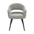 Megan Dining Armchair - Set of 2 - Curved Back - Taupe - Fabric and Metal