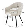 Megan Dining Armchair - Set of 2 - Curved Back - Toffee - Fabric and Metal