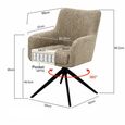 Tara Swivel Dining Armchair - Set of 2 - Beige - Fabric and Metal
