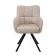 Tori Swivel Dining Armchair - Set of 2 -Black Legs - Salmon - Fabric and Metal