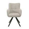 Tori Swivel Dining Armchair - Set of 2 - Black Legs - Sand - Fabric and Metal