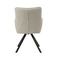 Tori Swivel Dining Armchair - Set of 2 - Black Legs - Sand - Fabric and Metal