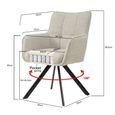 Tori Swivel Dining Armchair - Set of 2 - Black Legs - Sand - Fabric and Metal