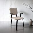 Brix Finn Dining Armchair - Set of 2 - Beige - Fabric and Black Metal