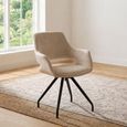 Capp Swivel Dining Armchair - Set of 2 - Beige - Velvet Fabric and Metal