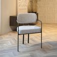 Milan Dining Armchair - Set of 2 - Beige - Fabric and Metal