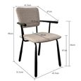 Brix Finn Dining Armchair - Set of 2 - Beige - Fabric and Black Metal