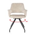 Capp Swivel Dining Armchair - Set of 2 - Beige - Velvet Fabric and Metal