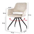 Capp Swivel Dining Armchair - Set of 2 - Beige - Velvet Fabric and Metal