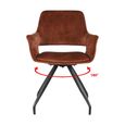 Capp Swivel Dining Armchair - Set of 2 - Rust - Velvet Fabric and Metal