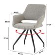 Capp Swivel Dining Armchair - Set of 2 - Taupe - Fabric and Metal