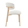 Micah Dining Chair - Set of 2 - Curved Back - Beige - Fabric and Hush Oak