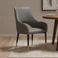 Gilden Dining Chair - Set of 2 - Grey Faux Leather with Black Legs