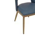 Gilden Dining Chair - Set of 2 - Blue Faux Leather with Gold Metal Legs