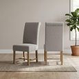 Chateau Dining Chair - Set of 2 - Roll Back - Grey - Fabric and Pine