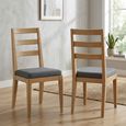 Cotswold Oak Dining Chair - Set of 2 - Ladder Back - Natural and Grey and Fabric