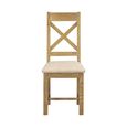 Dorchester Dining Chair - Set of 2 - Cross Back - Beige - Fabric and Rustic Oak
