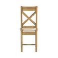 Dorchester Dining Chair - Set of 2 - Cross Back - Beige - Fabric and Rustic Oak
