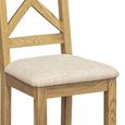 Dorchester Dining Chair - Set of 2 - Cross Back - Beige - Fabric and Rustic Oak