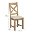 Dorchester Dining Chair - Set of 2 - Cross Back - Beige - Fabric and Rustic Oak