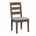 Oakridge Dining Chair - Set of 2 - Ladder Back - Grey Fabric - Dark Oak