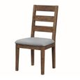 Oakridge Dining Chair - Set of 2 - Ladder Back - Grey Fabric - Dark Oak