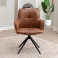 Jacob Swivel Dining Armchair - Set of 2 - Tan and Black - Faux Leather and Metal